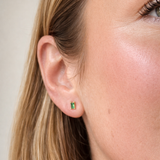 Solid Gold Emerald Baguette Studs