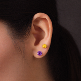 Solid Gold Citrine Stud Earrings