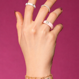 Solid Gold White Enamel Diamond Ring