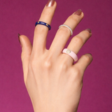 Solid Gold Navy Blue Enamel Diamond Ring