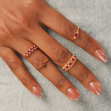 Solid Gold Ruby Diamond Marquise Ring