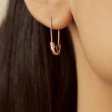 Solid Gold Diamond Safety Pin Earrings
