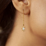 Solid Gold Diamond Star Threader Earrings