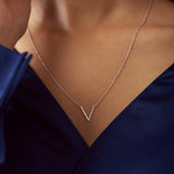 Solid Gold Diamond Chevron Necklace