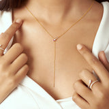 Solid Gold Ruby Eye Diamond Snake Lariat