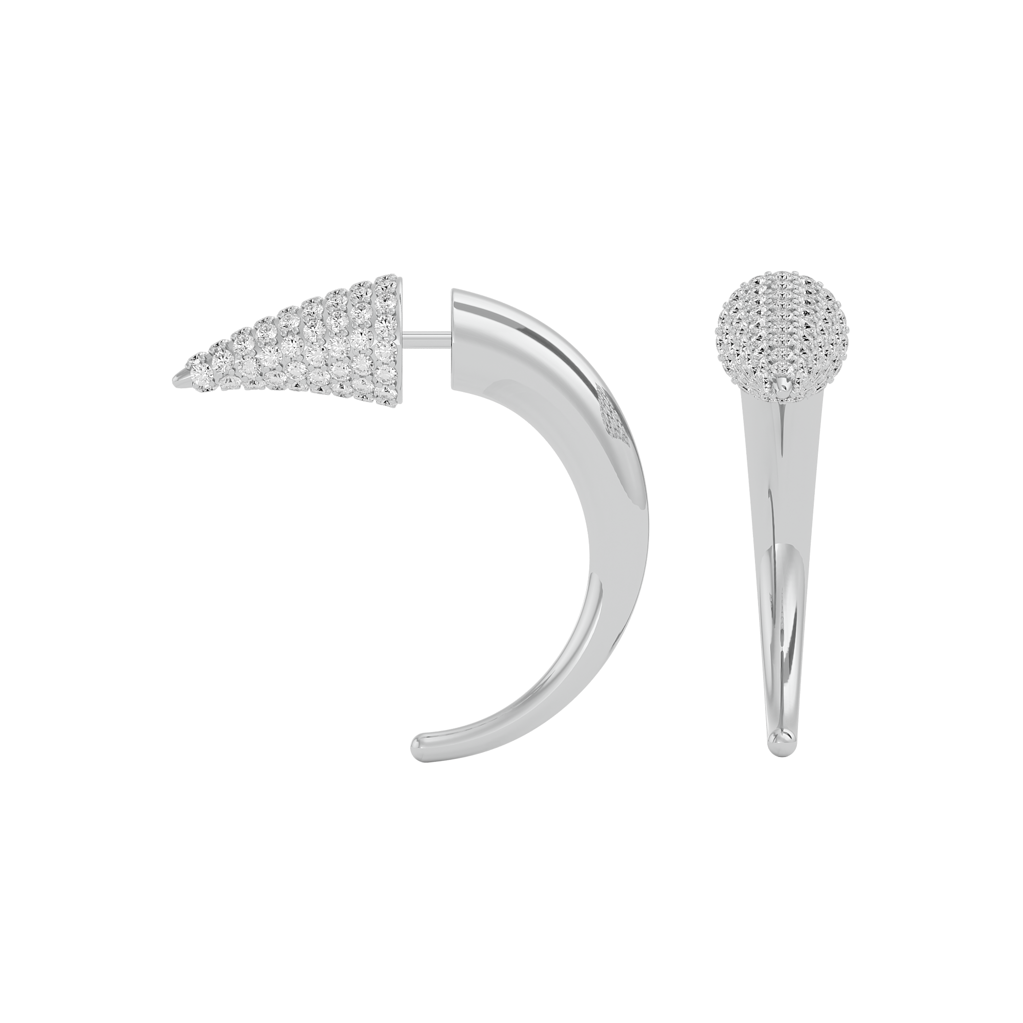 Solid Gold Diamond Horn Earring - Single