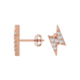 Solid Gold Diamond Bolt Stud - Single