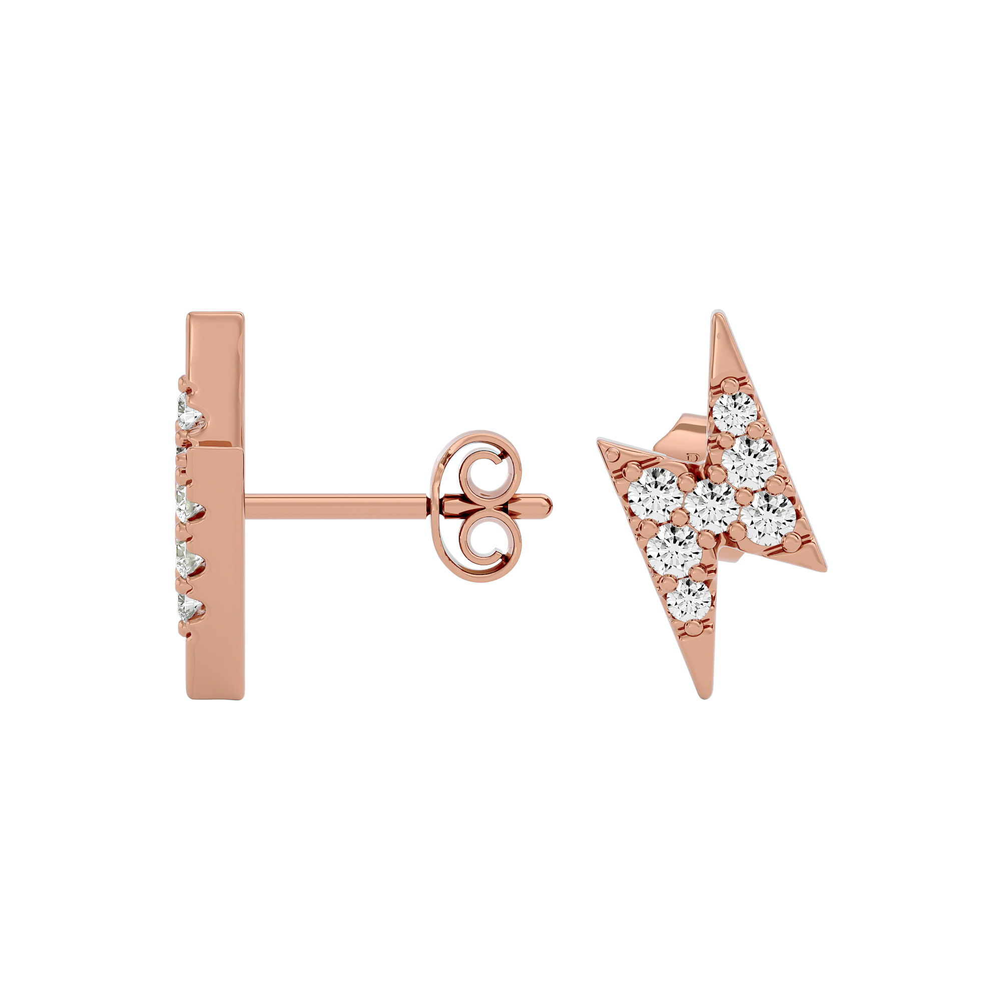 Solid Gold Diamond Bolt Stud - Single