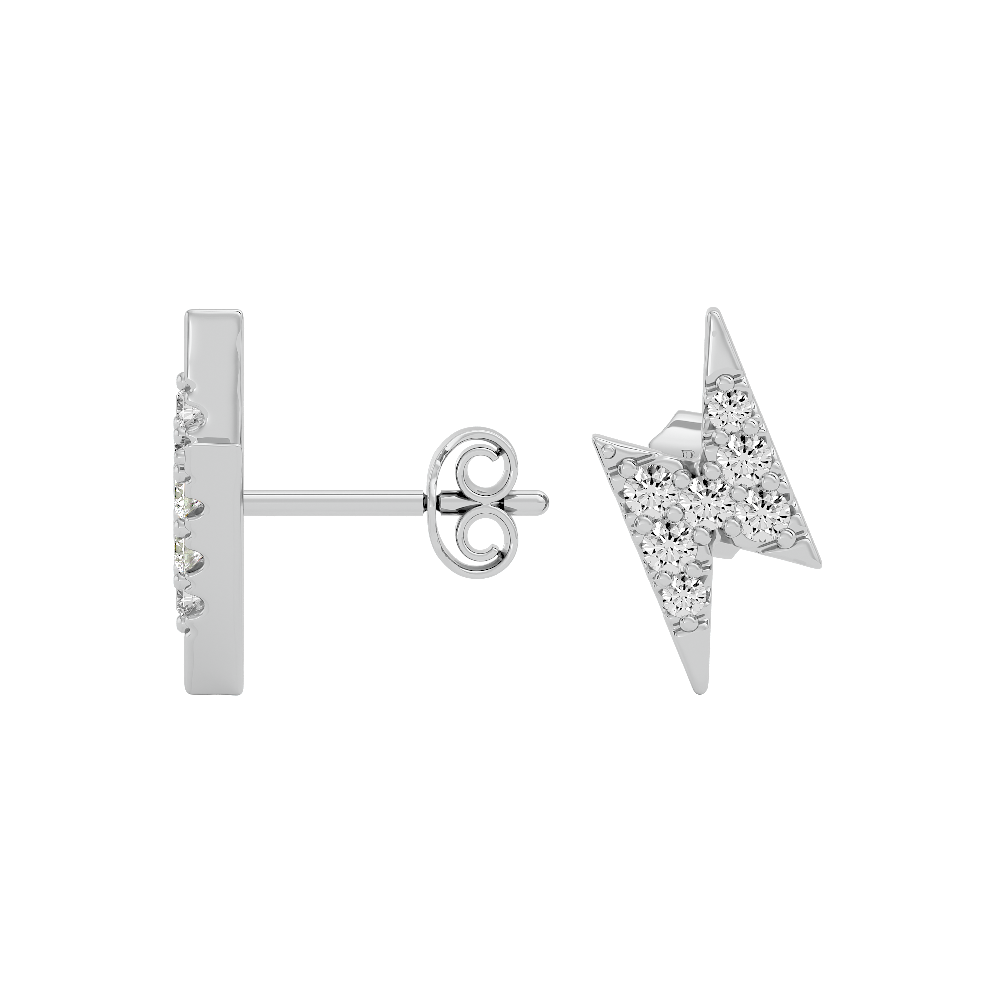 Solid Gold Diamond Bolt Stud - Single