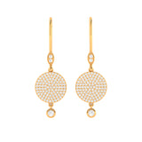 Solid Gold Diamond Disc Circle Earrings