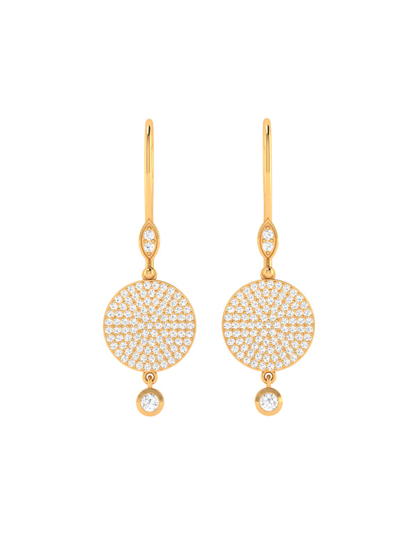 Diamond Disc Circle Earrings