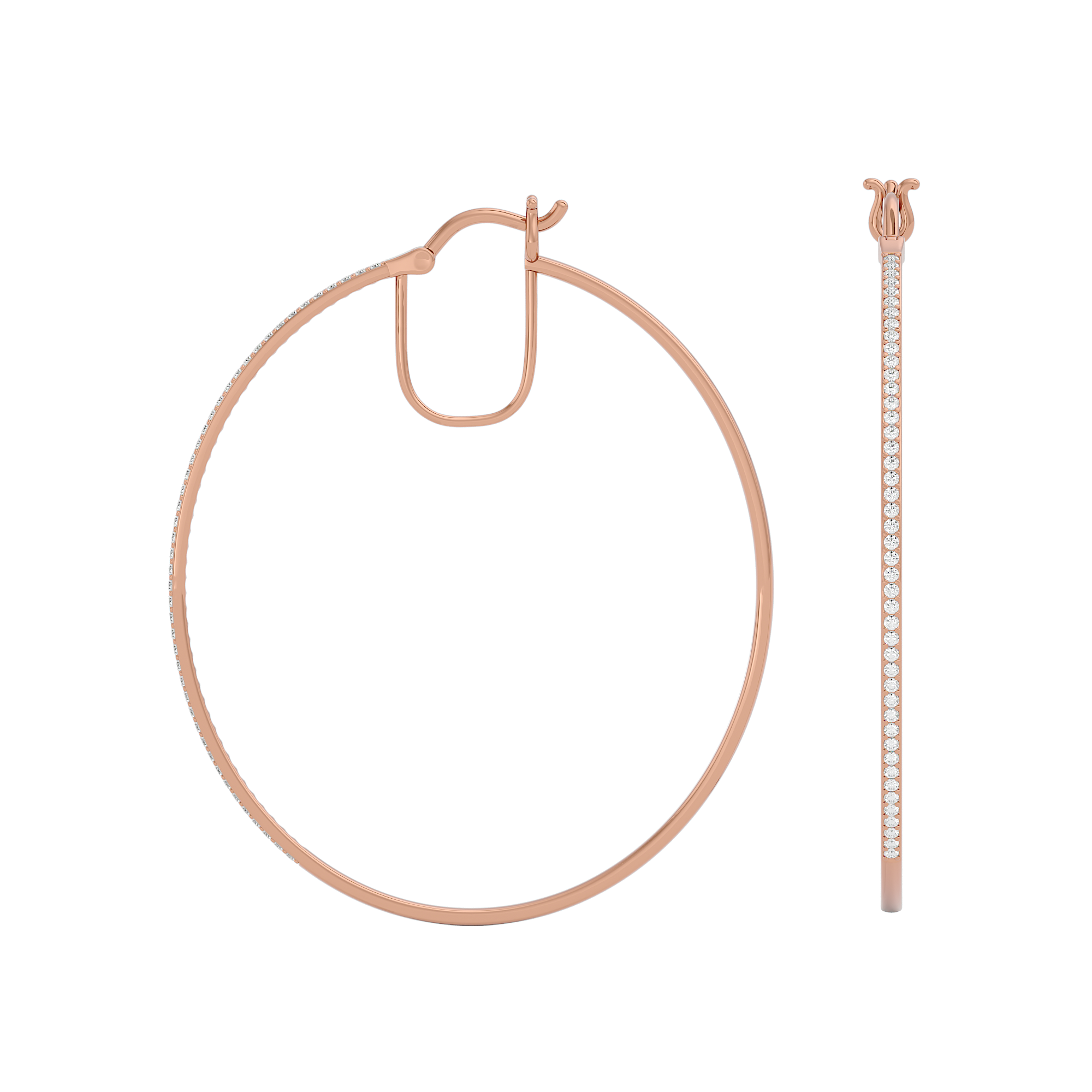 Solid Gold Diamond Hoop Earrings