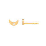 Solid Gold Tiny Crescent Diamond Studs