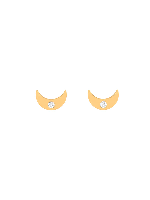 Tiny Crescent Diamond Studs