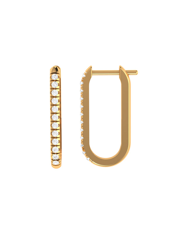 Diamond Oblong Rectangle Hoop Earring