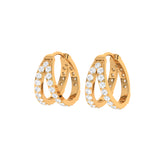 Solid Gold Diamond Huggie Hoop Earrings
