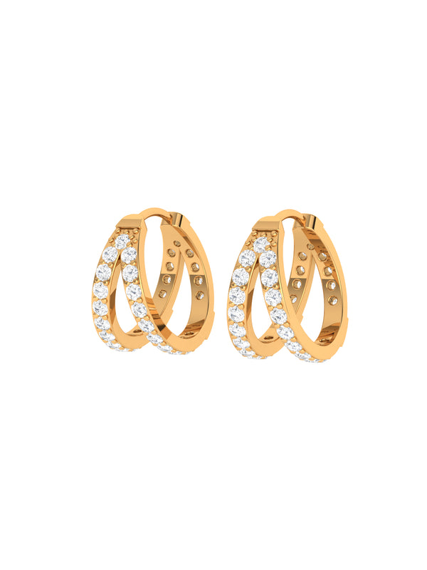 Diamond Double Huggie Hoop Earrings