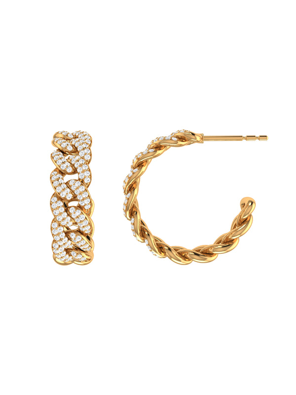 Diamond Curb Chain Hoop