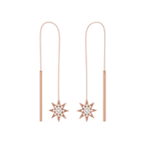 Solid Gold Diamond Star Threader Earrings