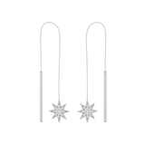 Solid Gold Diamond Star Threader Earrings