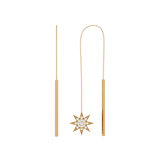 Solid Gold Diamond Star Threader Earrings