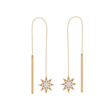 Solid Gold Diamond Star Threader Earrings