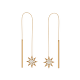 Solid Gold Diamond Star Threader Earrings