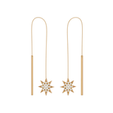 Solid Gold Diamond Star Threader Earrings