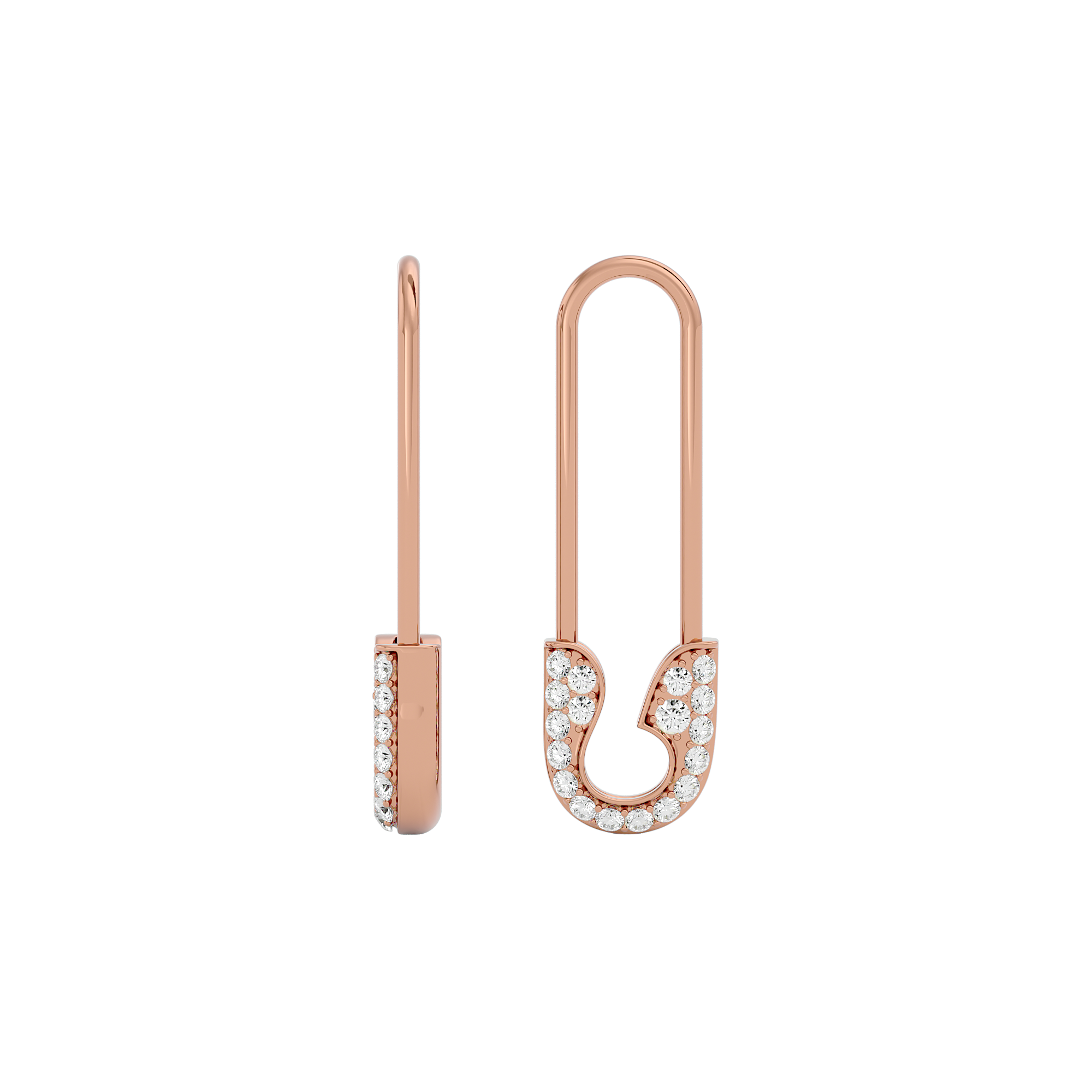 Solid Gold Diamond Safety Pin - Single