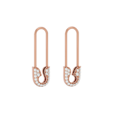 Solid Gold Diamond Safety Pin Earrings