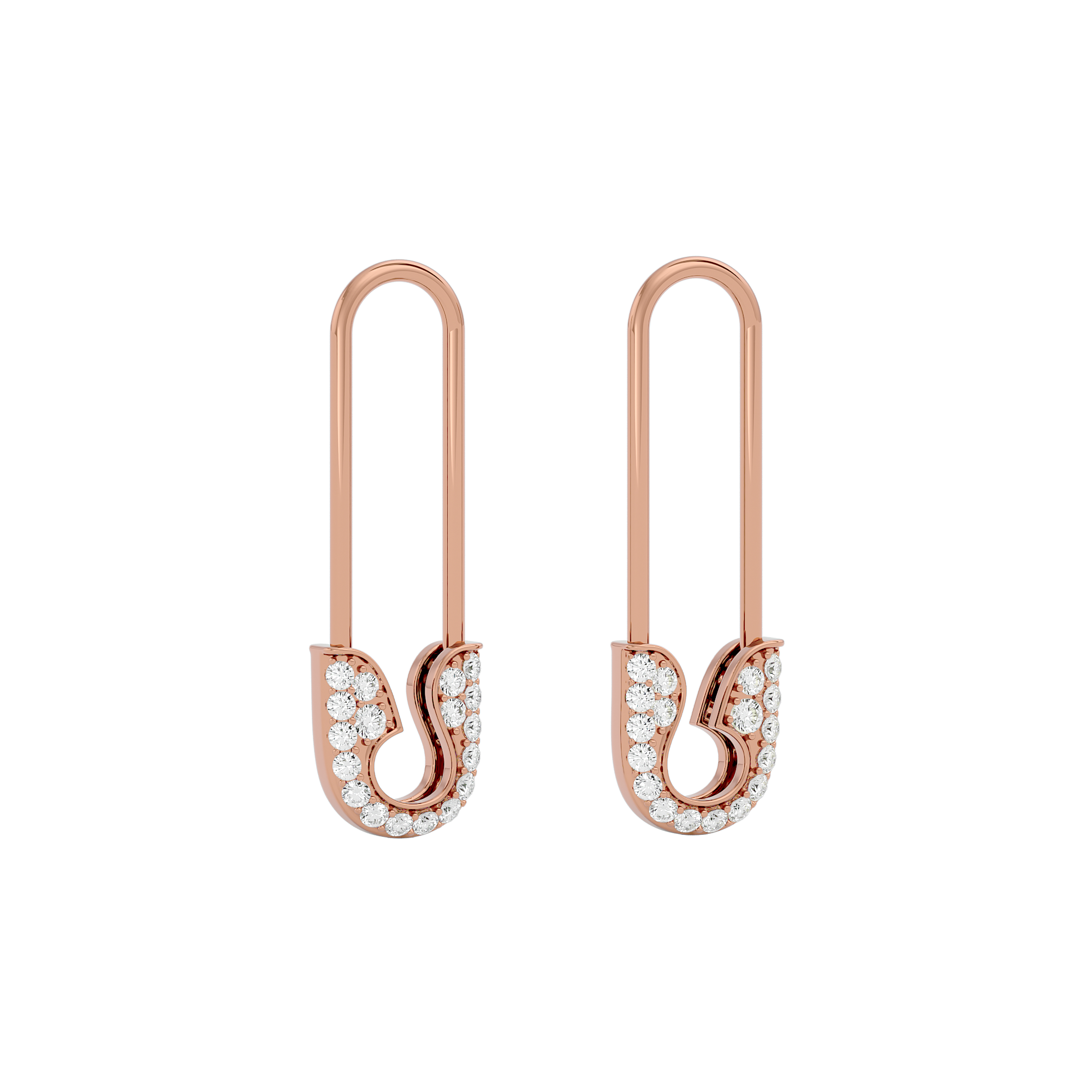 Solid Gold Diamond Safety Pin Earrings