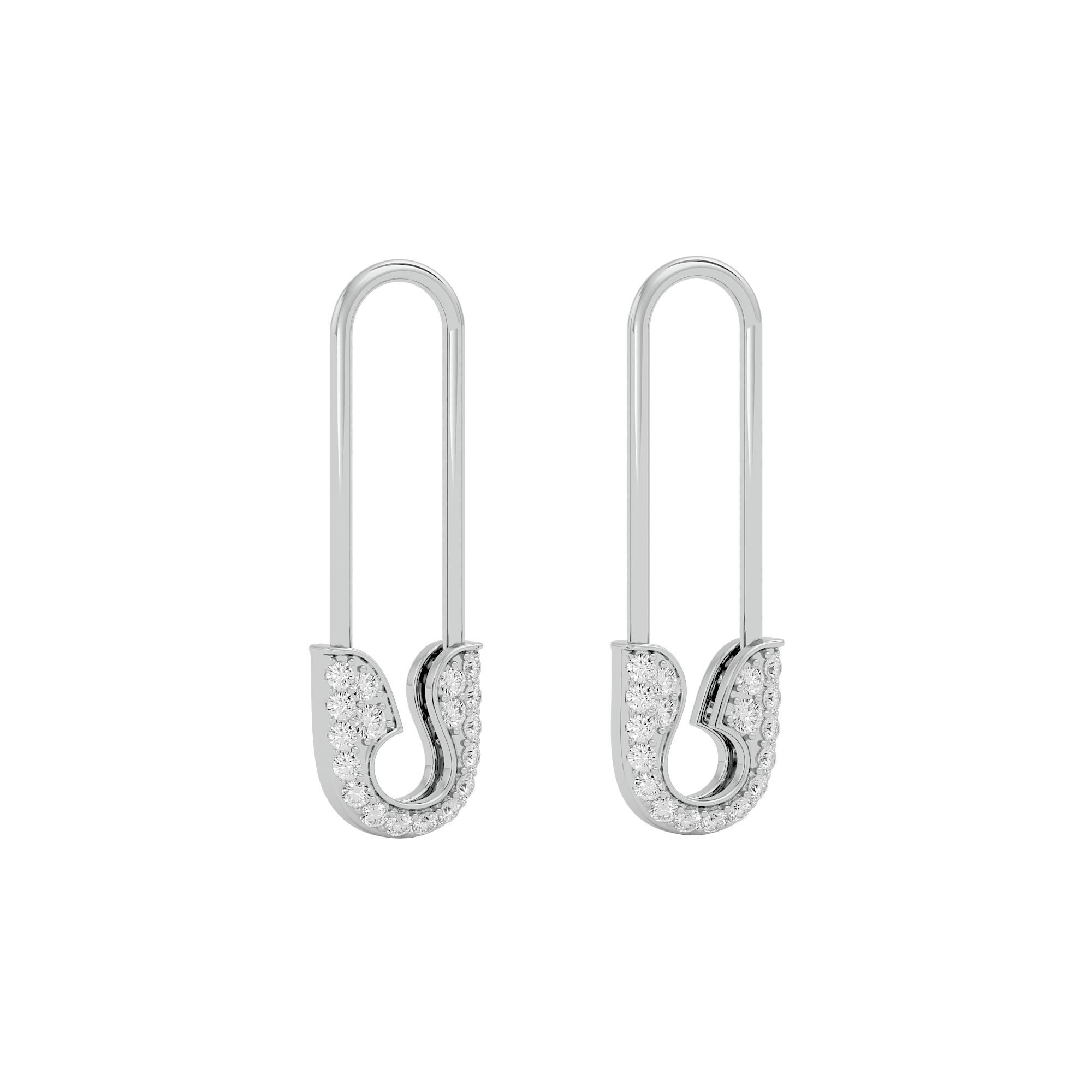 Solid Gold Diamond Safety Pin Earrings