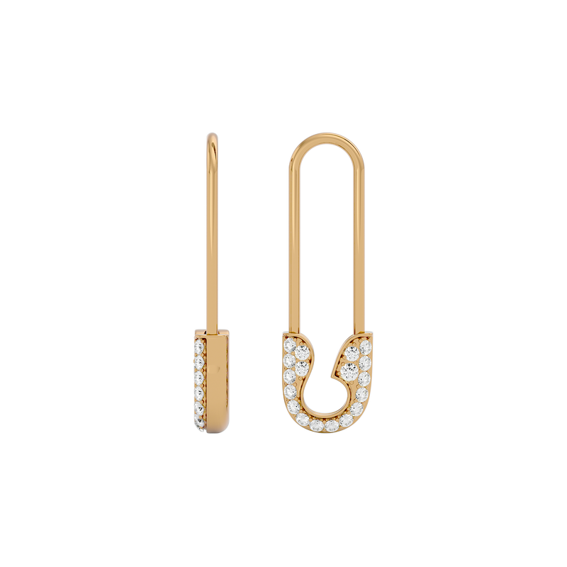 Diamond Safety Pin Earrings