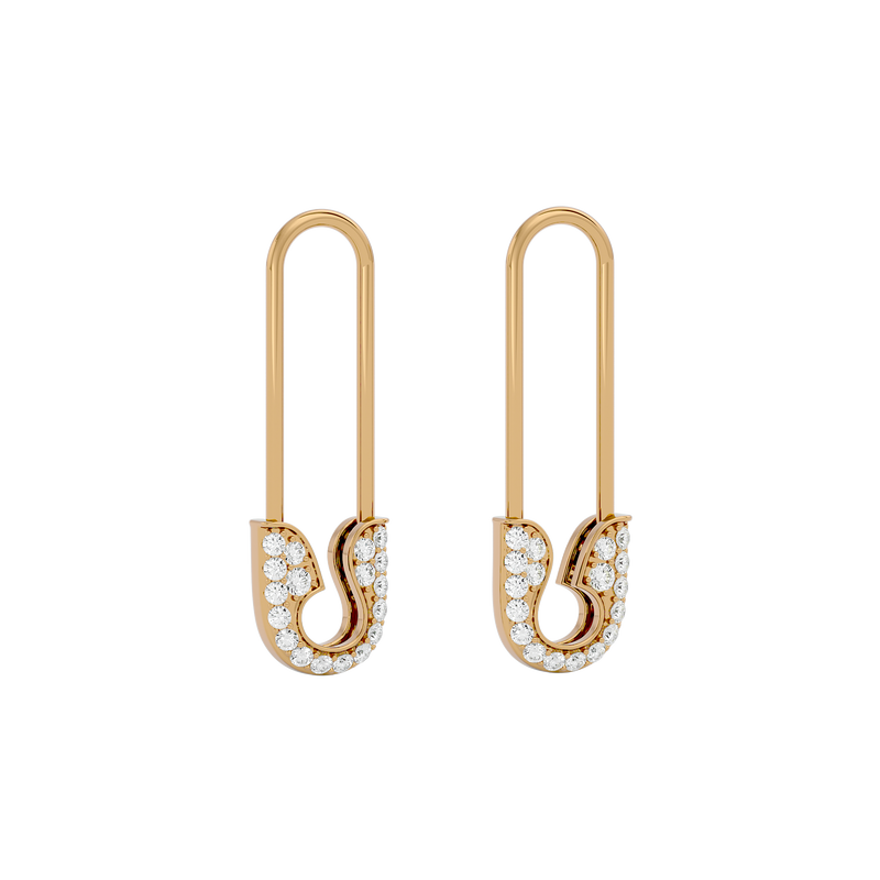 Diamond Safety Pin Earrings