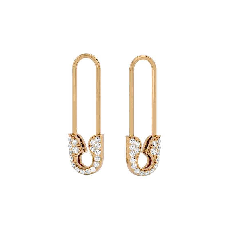 Diamond Safety Pin Earrings