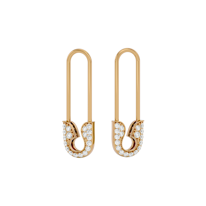 Diamond Safety Pin Earrings