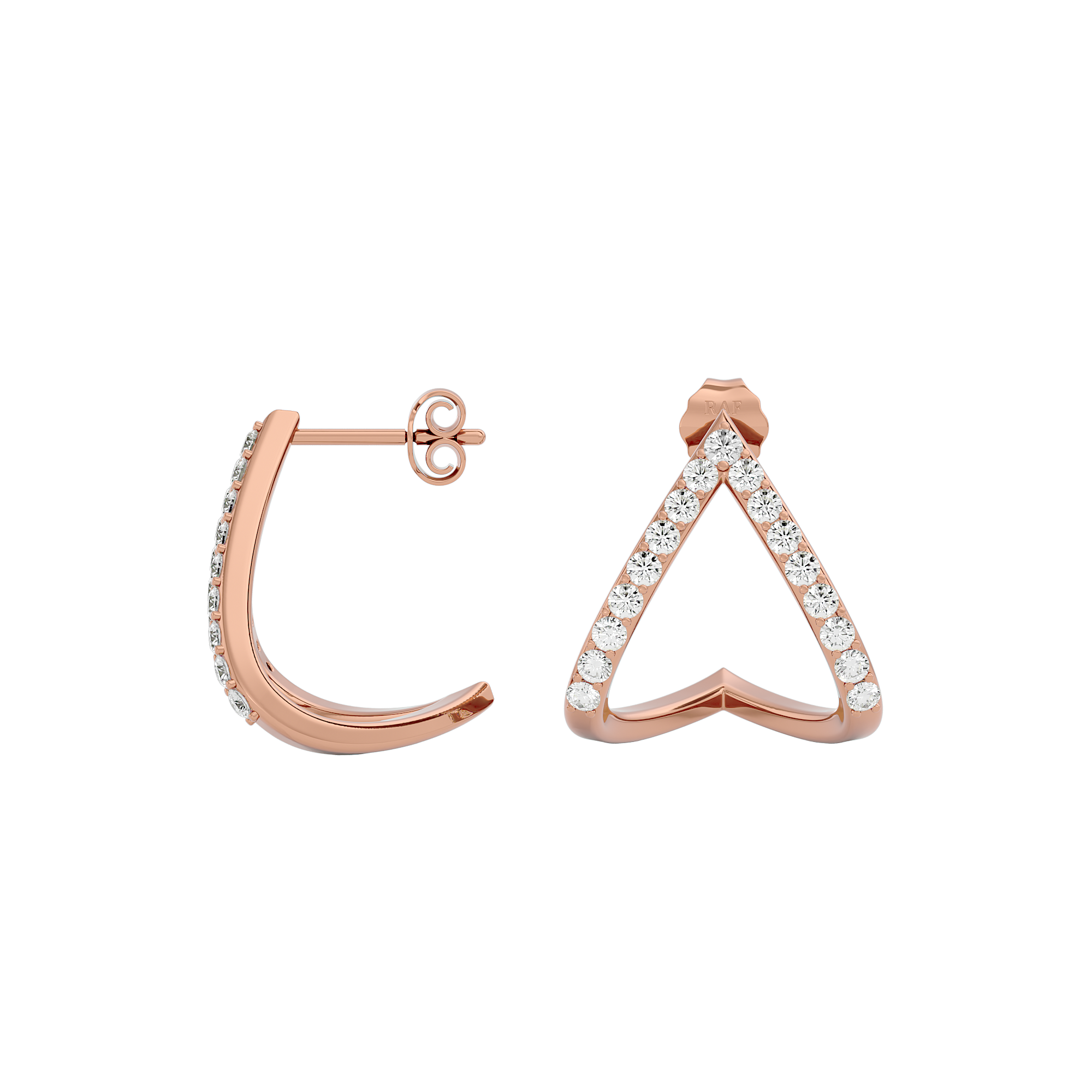 Solid Gold Diamond Chevron Earrings