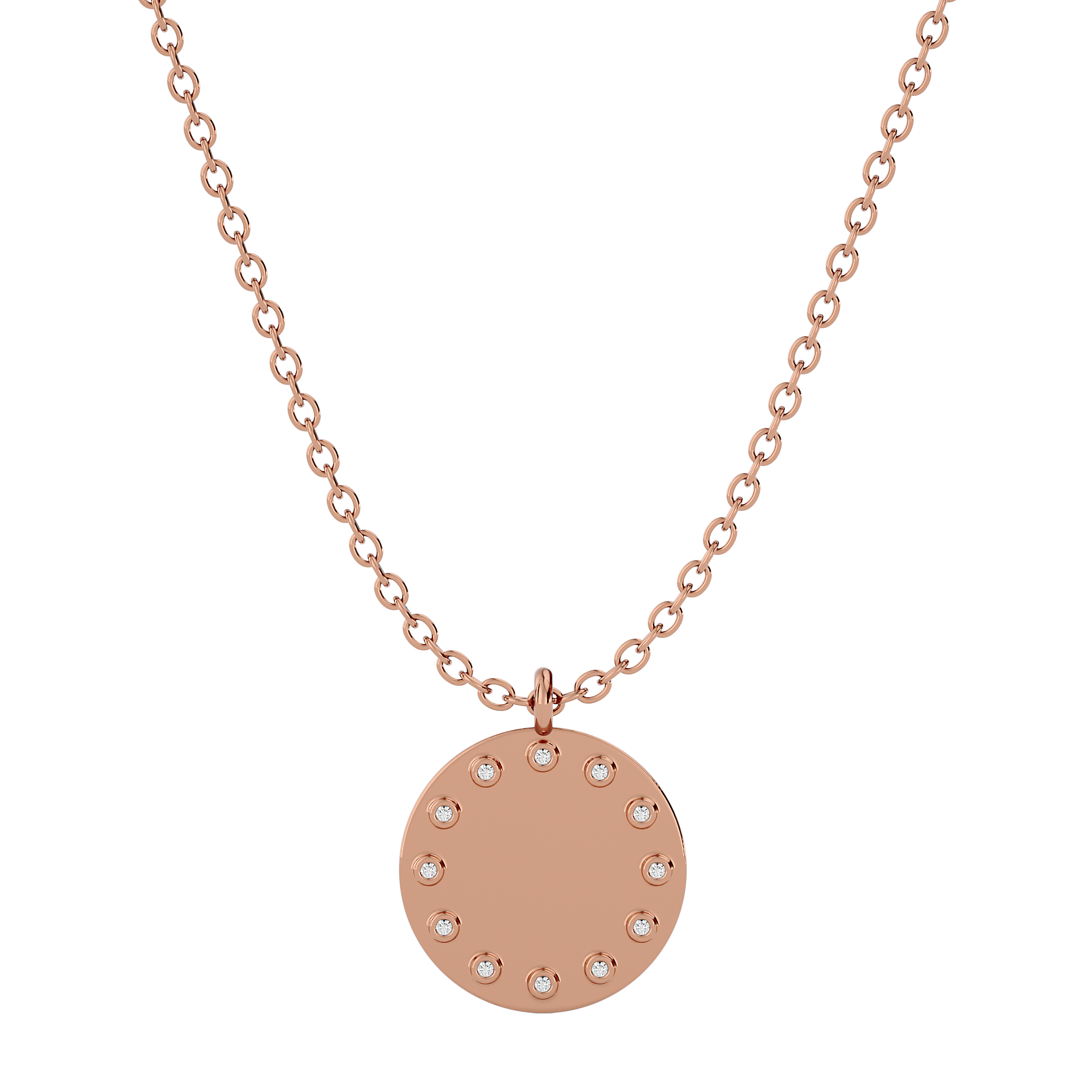 Solid Gold Diamond Disc Personalized Necklace