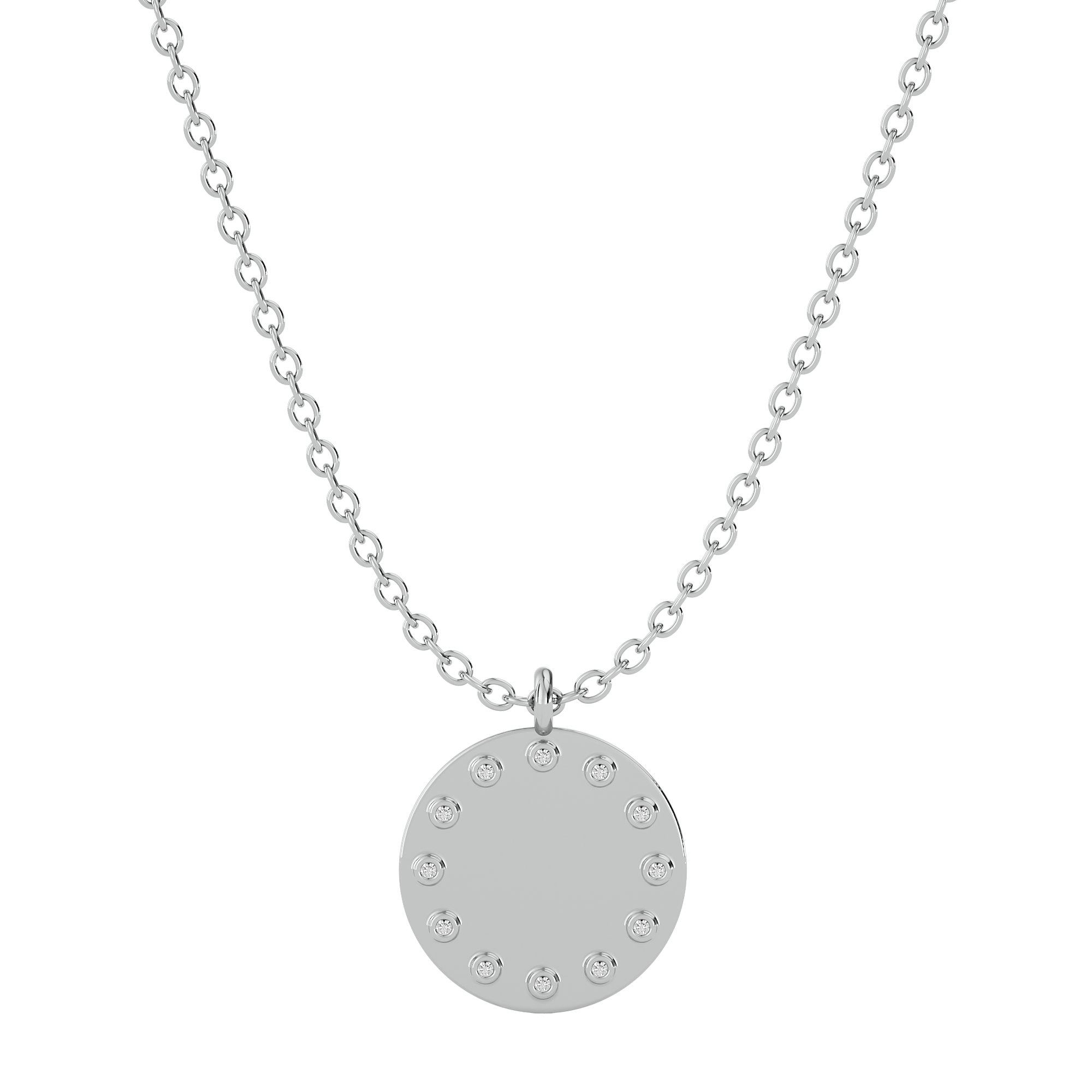 Solid Gold Diamond Disc Personalized Necklace