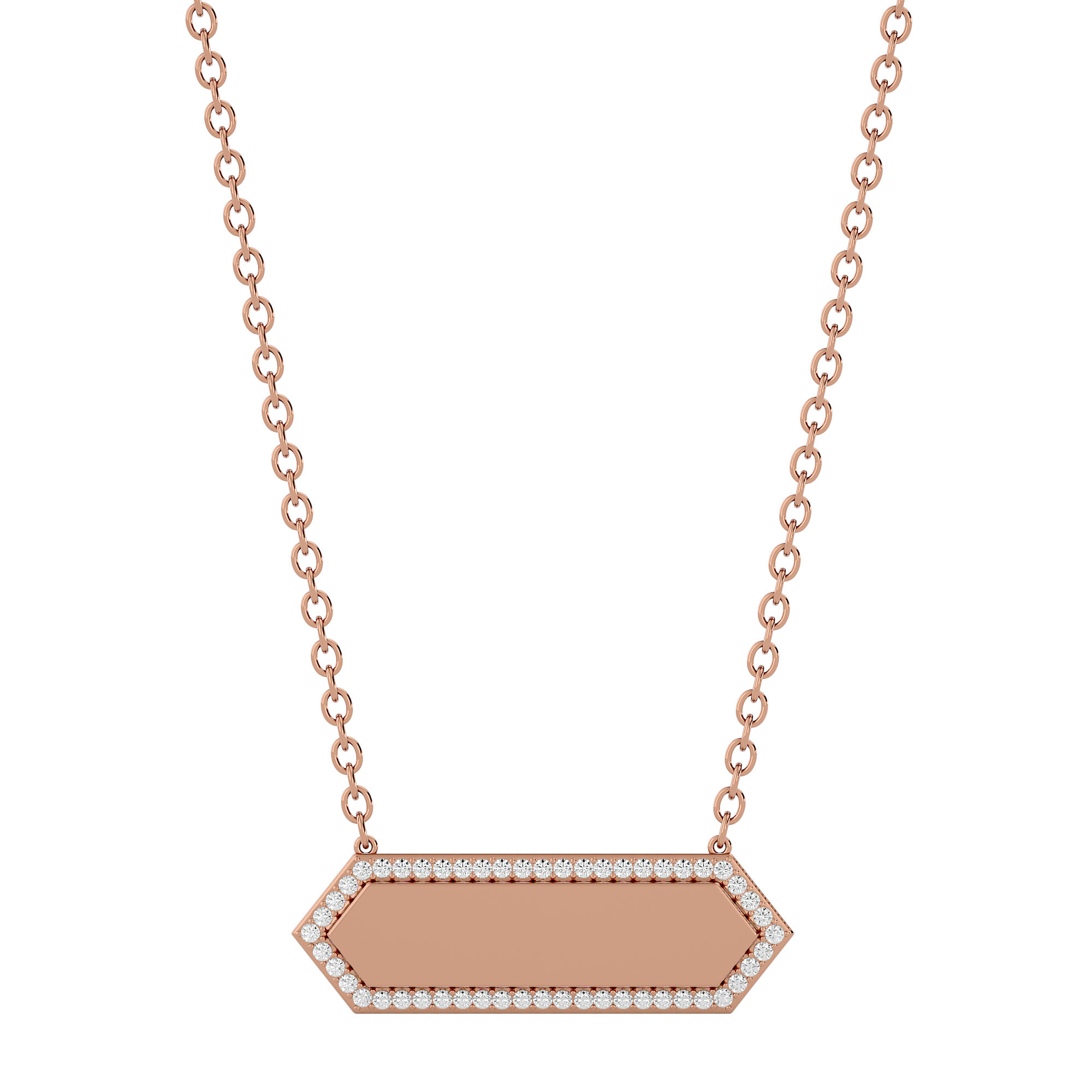 Solid Gold Pave Diamond Personalized Necklace