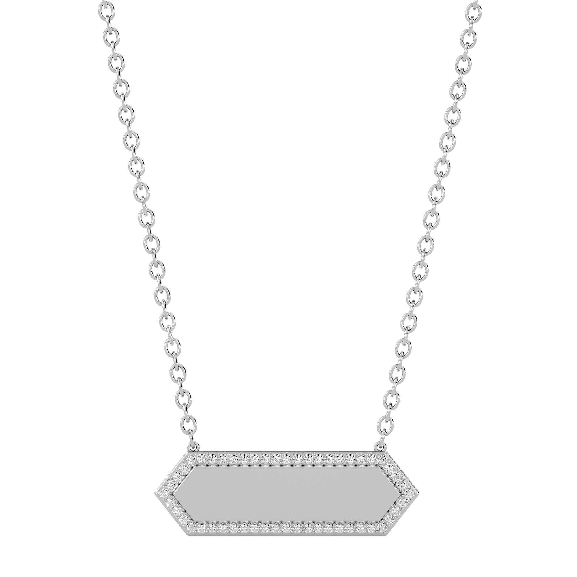 Solid Gold Pave Diamond Personalized Necklace