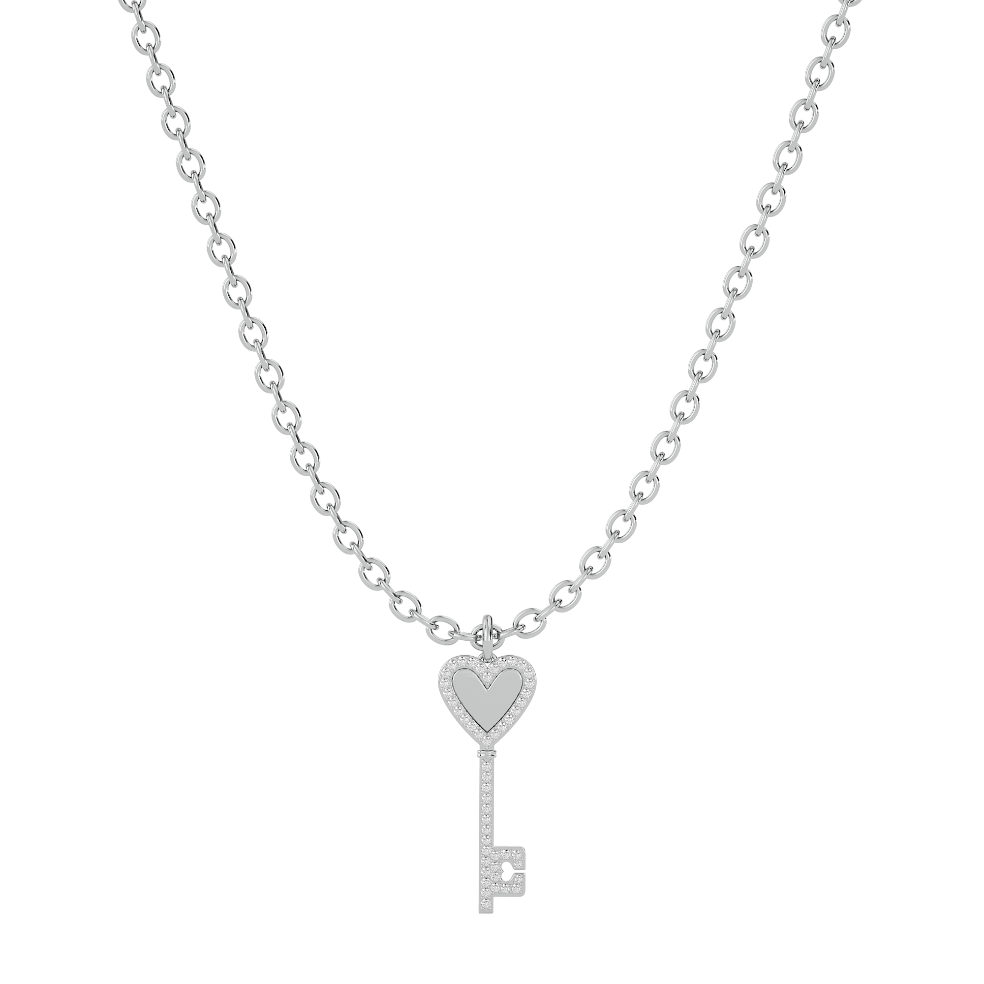 Solid Gold Diamond Key Necklace