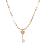 Solid Gold Diamond Key Necklace