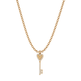 Solid Gold Diamond Key Necklace