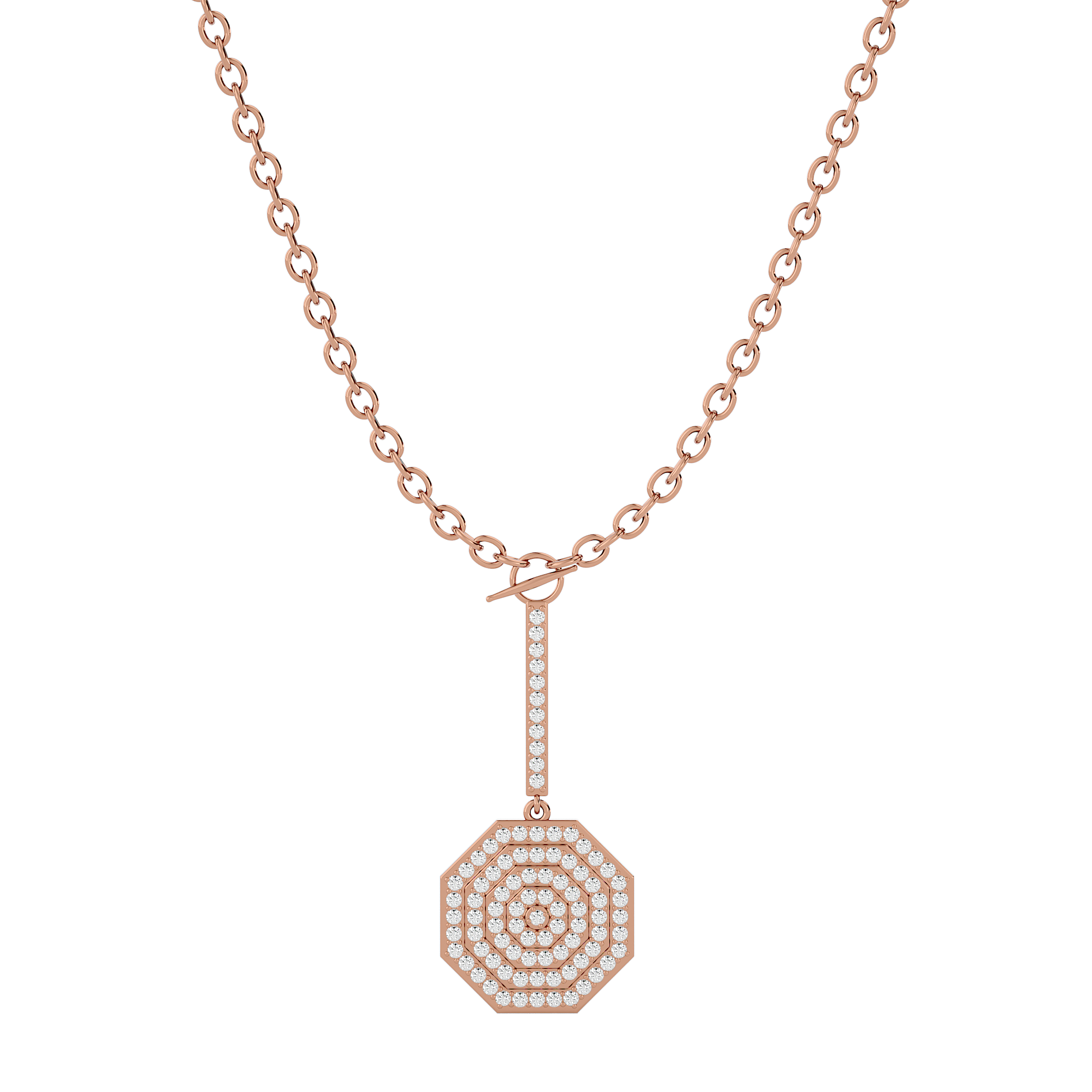 Solid Gold Diamond Octagon Necklace