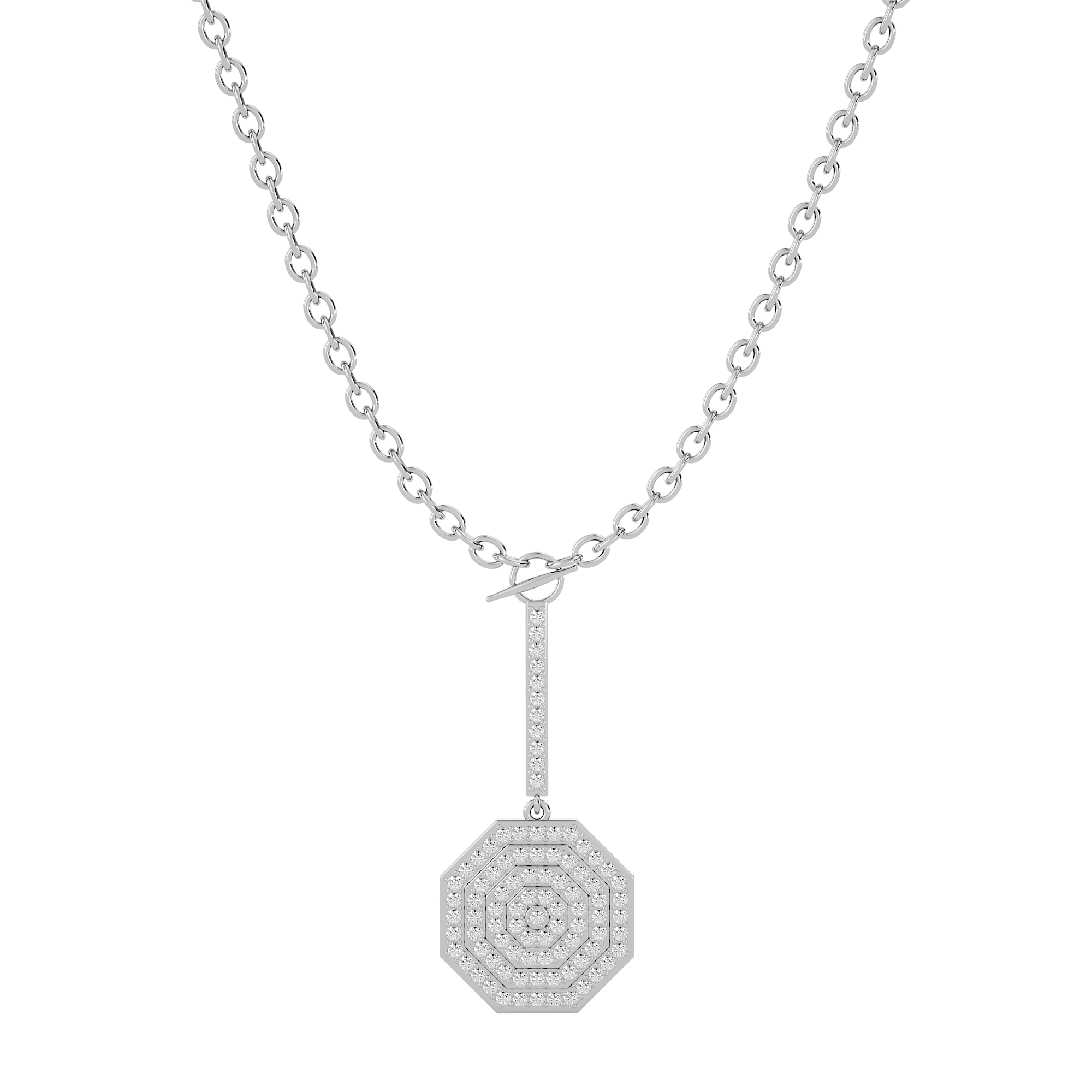 Solid Gold Diamond Octagon Necklace