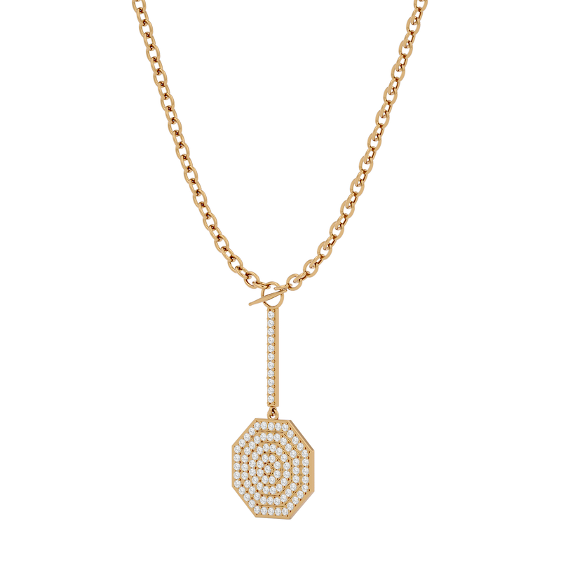 Solid Gold Diamond Octagon Necklace