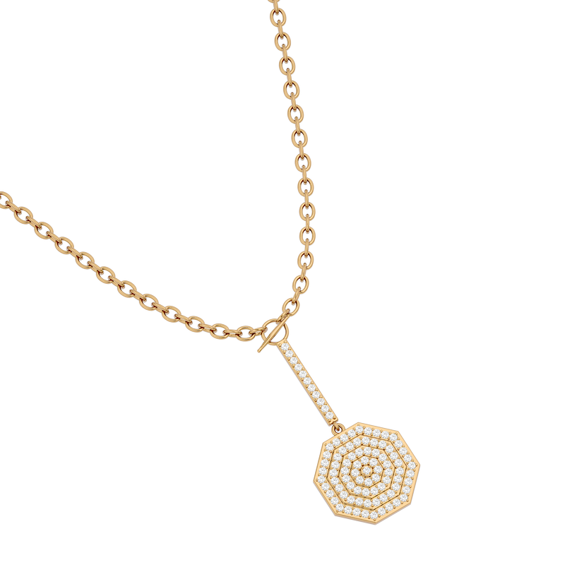 Solid Gold Diamond Octagon Necklace