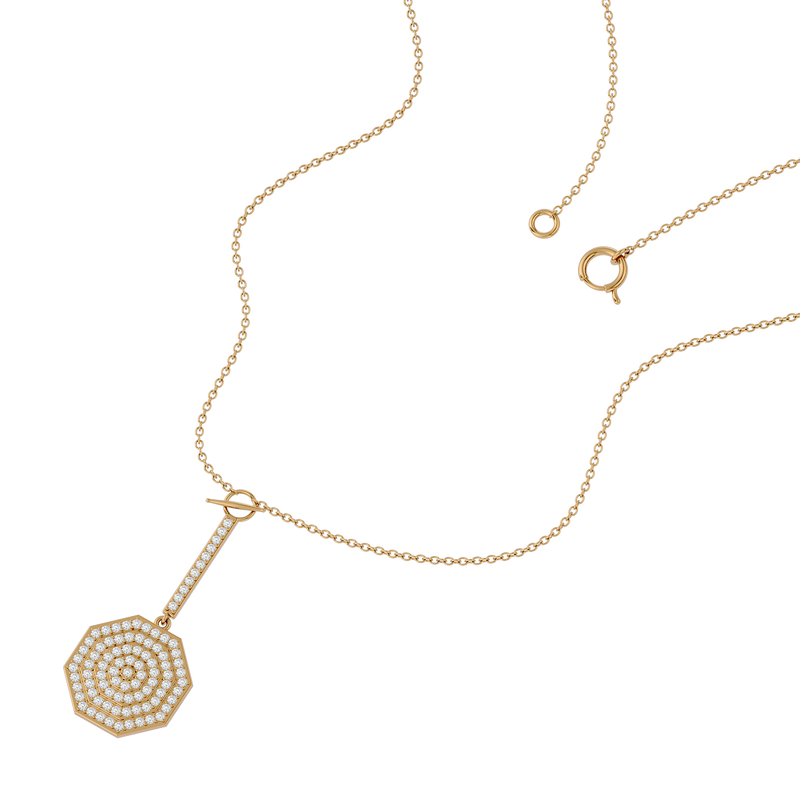 Solid Gold Diamond Octagon Necklace