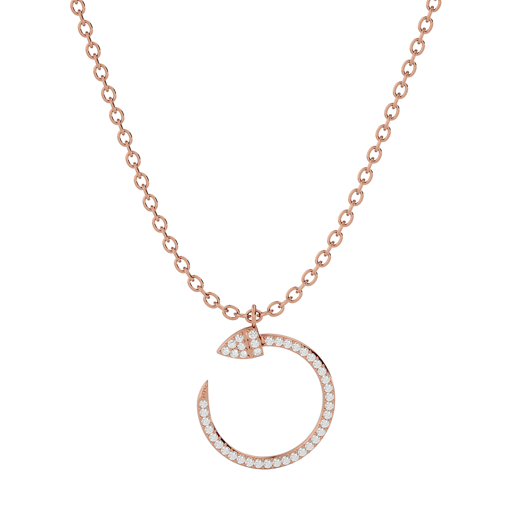 Solid Gold Diamond Serpent Necklace